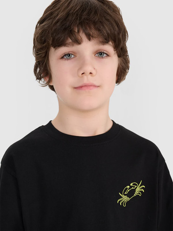 T-shirt oversize z nadrukiem chłopięcy 4F 4FJWSS25TTSHM1914-20S