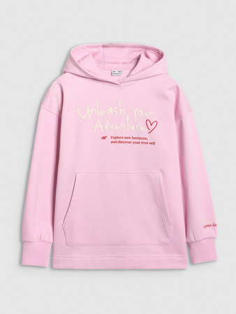 Bluza dresowa oversize nierozpinana z kapturem dziewczęca 4F 4FJRAW25TSWSF2429-56S