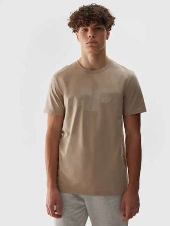 4F Koszulka męska 100% bawełna 4FWSS24TTSHM1155-83S Brązowy