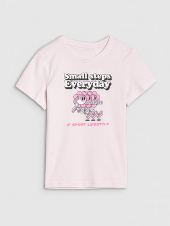 T-shirt dziewczęcy regular z nadrukiem 4F 4FJRSS25TTSHF2585-12S
