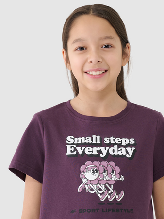 T-shirt dziewczęcy regular z nadrukiem 4F 4FJRSS25TTSHF2585-50S