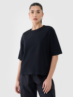 T-shirt regular z waflowej dzianiny damski 4F 4FRSS25TTSHF2651-20S
