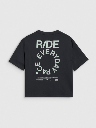 T-shirt oversize z nadrukiem damski 4F 4FWSS25TTSHF1993-20S