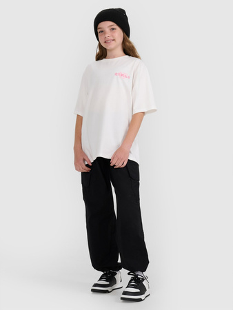 T-shirt oversize z nadrukiem dziewczęcy 4F 4FJRAW25TTSHF2935-11S