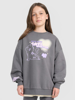 Bluza dresowa oversize nierozpinana bez kaptura dziewczęca 4F 4FJRAW25TSWSF2438-22S