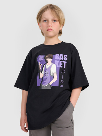 T-shirt oversize z nadrukiem chłopięcy 4F 4FJRAW25TTSHM3062-20S