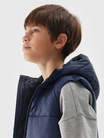 Bezrękawnik puchowy pikowany z kapturem chłopięcy 4F