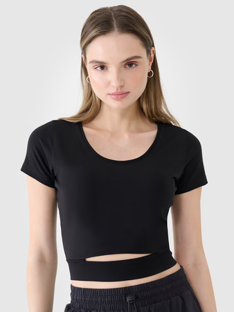 T-shirt crop top gładki damski 4F 4FRSS25TTSHF2695-20S