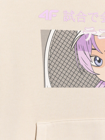 Bluza dresowa nierozpinana z kapturem dziewczęca 4F 4FJRAW25TSWSF2294-11S