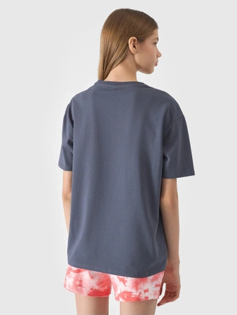 T-shirt oversize z nadrukiem dziewczęcy 4F Junior