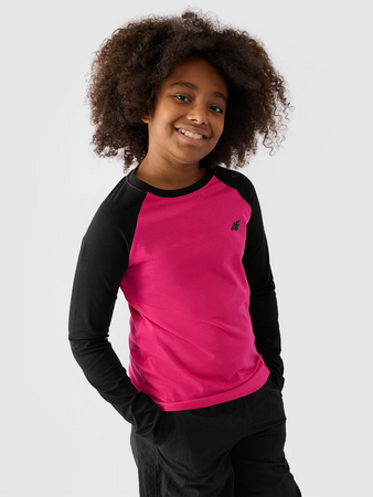 Longsleeve regular gładki dziewczęcy 4F Junior 4FJWAW24TLONF291-55S