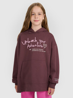 Bluza dresowa oversize nierozpinana z kapturem dziewczęca 4F 4FJRAW25TSWSF2429-51S