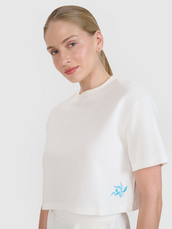 Damski t-shirt crop top 4F 4FWSS25TTSHF1977-11S