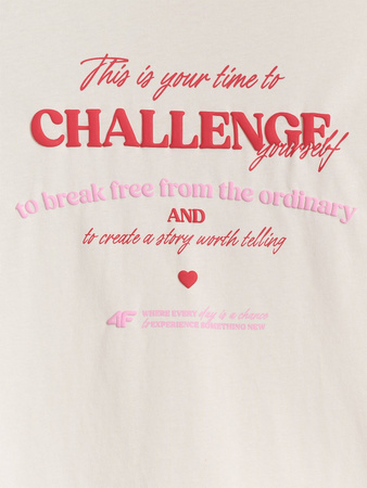 Longsleeve oversize z nadrukiem dziewczęcy 4F 4FJRAW25TLONF589-11S