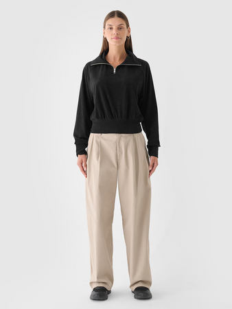 Bluza dresowa z weluru nierozpinana bez kaptura damska 4F 4FRAW24TSWSF2054-20S