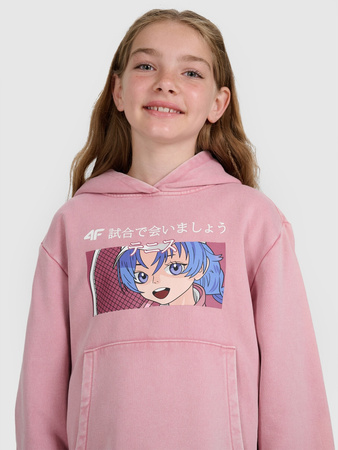 Bluza dresowa nierozpinana z kapturem dziewczęca 4F 4FJRAW25TSWSF2294-54S