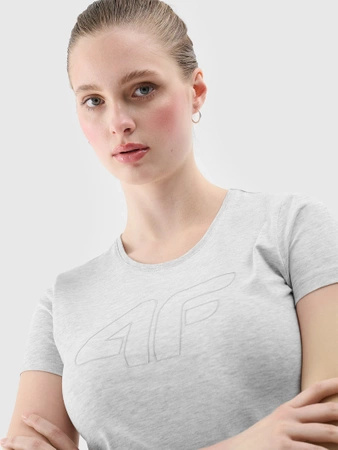 T-shirt slim z logo damski 4F 4FWSS24TTSHF1163-27M