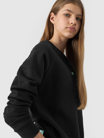 Bluza z bawełną organiczną nierozpinana bez kaptura dziewczęca 4F Junior