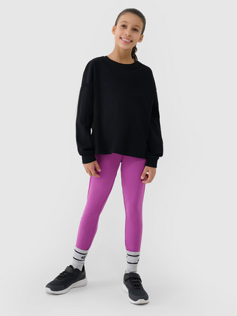 Longsleeve oversize gładki dziewczęcy 4F 4FJWSS25TLONF377-20S