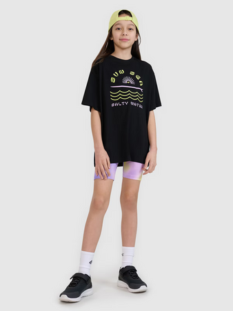 T-shirt oversize z nadrukiem dziewczęcy 4F 4FJWSS25TTSHF1870-20S