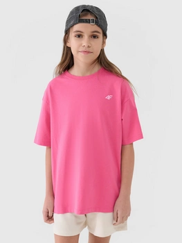 T-shirt dziewczęcy oversize gładki 4F 4FJWSS25TTSHF1851-54S