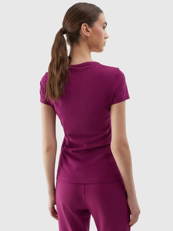 T-shirt elastyczny slim gładki damski 4F