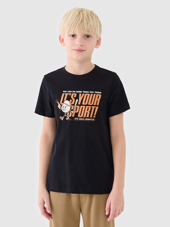 T-shirt regular z nadrukiem chłopięcy 4F 4FJRSS25TTSHM2568-20S