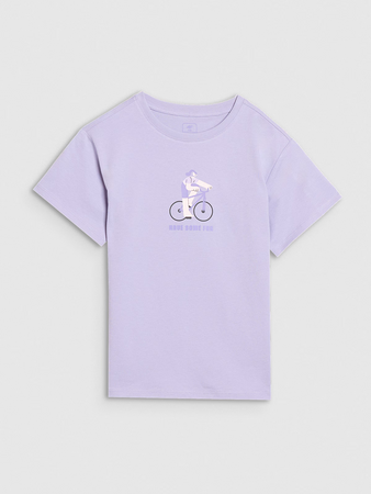 Dziewczęcy t-shirt z nadrukiem 4F4FJRSS25TTSHF2645-52S