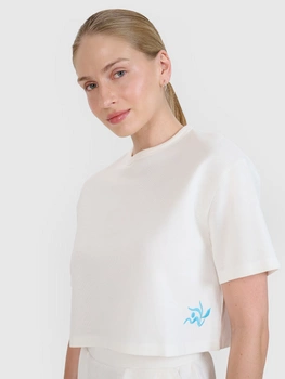 Damski t-shirt crop top 4F 4FWSS25TTSHF1977-11S