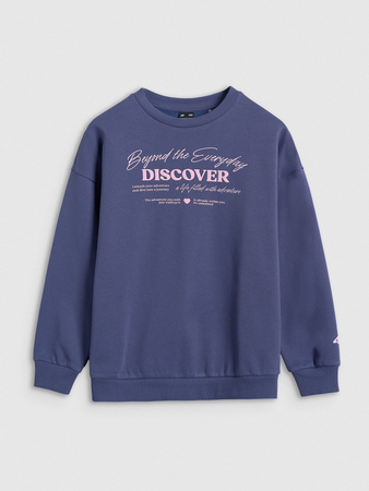 Bluza dresowa oversize nierozpinana bez kaptura dziewczęca 4F 4FJRAW25TSWSF2428-33S