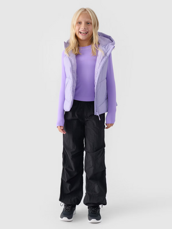 Bezrękawnik puchowy pikowany z kapturem dziewczęcy 4F Junior 4FJWAW24TVJAF129-51S