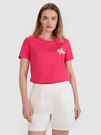 T-shirt regular z nadrukiem damski 4F 4FRSS25TTSHF2693-54S