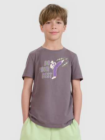 T-shirt regular z nadrukiem chłopięcy 4F 4FJRSS25TTSHM2643-23S