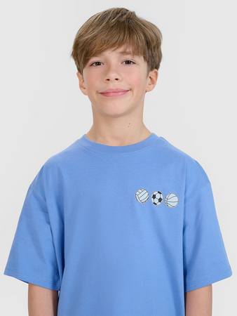 T-shirt oversize z nadrukiem chłopięcy 4F 4FJRSS25TTSHM2640-33S