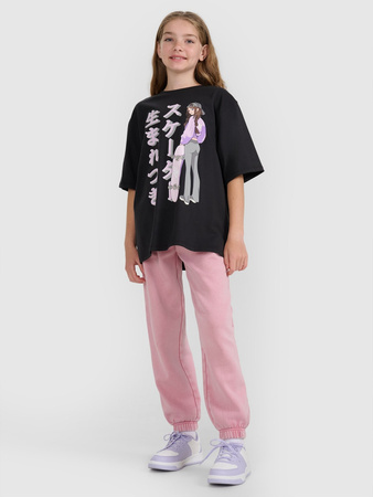 T-shirt oversize z nadrukiem dziewczęcy 4F 4FJRAW25TTSHF2936-20S