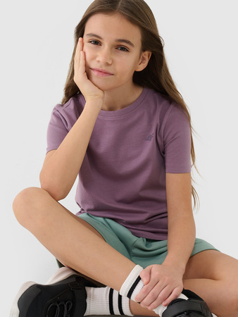 T-shirt regular gładki dziewczęcy 4F 4FJWSS25TTSHF2177-51S