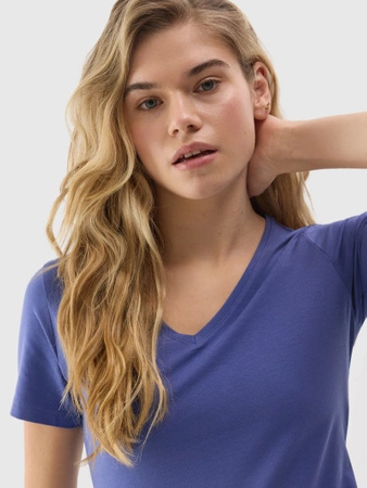T-shirt gładki z bawełną organiczną damski 4F