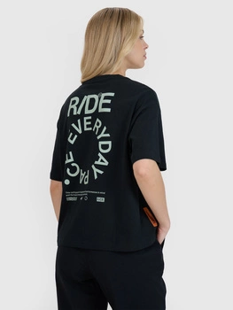 T-shirt oversize z nadrukiem damski 4F 4FWSS25TTSHF1993-20S