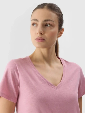 T-shirt damski gładki w regularnym kroju 4F
