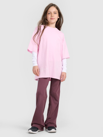 T-shirt oversize z nadrukiem dziewczęcy 4F 4FJRAW25TTSHF3187-56S