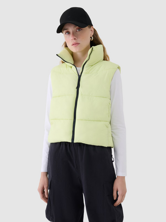 Bezrękawnik puchowy cropped z wypełnieniem syntetycznym damski 4F 4FWSS25TVJAF182-45S