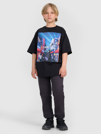 T-shirt oversize z nadrukiem chłopięcy 4F 4FJRAW25TTSHM3061-20S