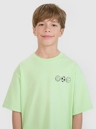 T-shirt oversize z nadrukiem chłopięcy 4F 4FJRSS25TTSHM2640-45S