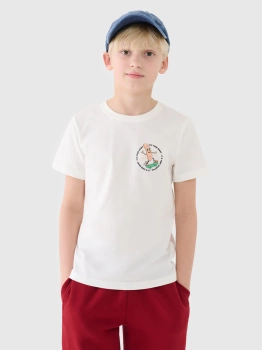T-shirt regular z nadrukiem chłopięcy 4F 4FJRSS25TTSHM2565-11S
