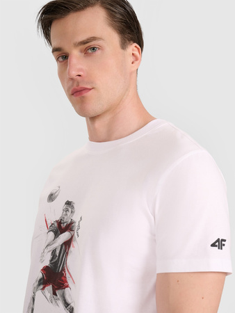 T-shirt regular z nadrukiem siatkarskim męski 4F 4FRAW25TTSHM3237-10S