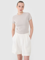 T-shirt slim z prążkowanej dzianiny damski 4F 4FRSS25TTSHF2696-83S