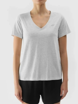 T-shirt damski gładki w regularnym kroju 4F