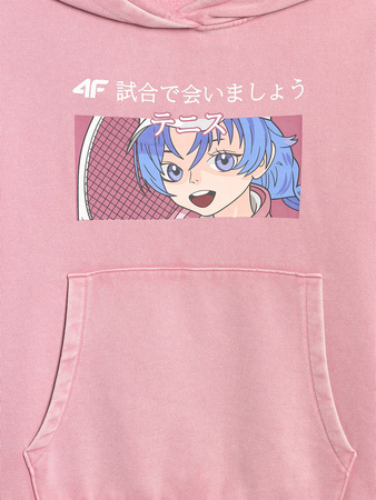 Bluza dresowa nierozpinana z kapturem dziewczęca 4F 4FJRAW25TSWSF2294-54S