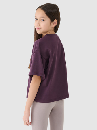 Crop top oversize z nadrukiem dziewczęcy 4F 4FJRSS25TTSHF2587-50S