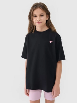 T-shirt dziewczęcy oversize gładki 4F 4FJWSS25TTSHF1851-20S